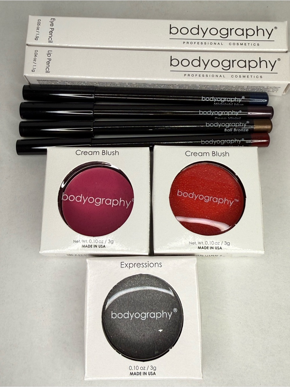 Bodyography 7pc Lot Cream Blush/Eyeshadow/Lip